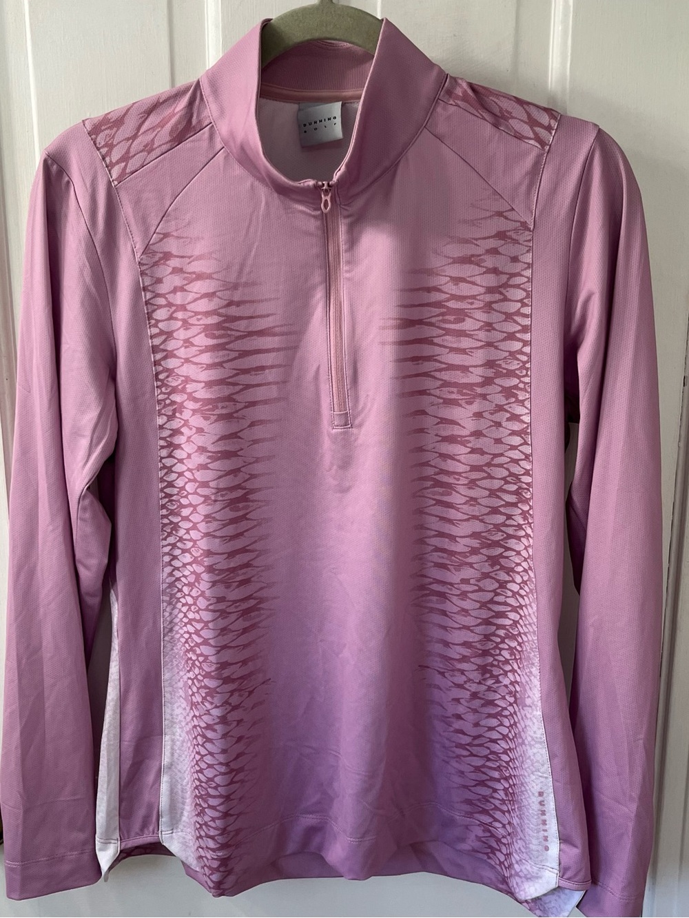 Dunning women's pink snakeskin quarter-zip" in size large